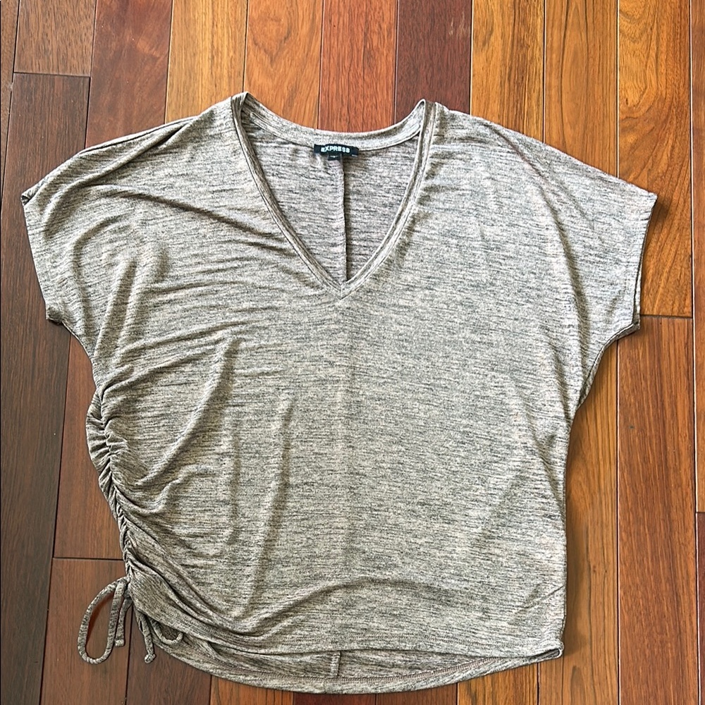 Express Bronze Dolman Sleeve Ruched T-Shirt